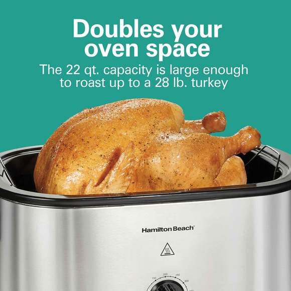NEW XL Hamilton Beach Roaster Oven, Stainless Steel 22 Quarts-28 LB Turkey size - Picture 1 of 10